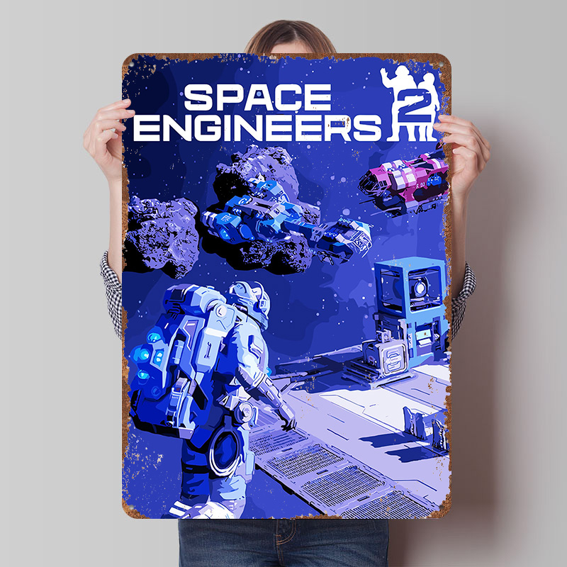 Retro Poster Gaming - Pôster de Metal Personalizado Space Engineers