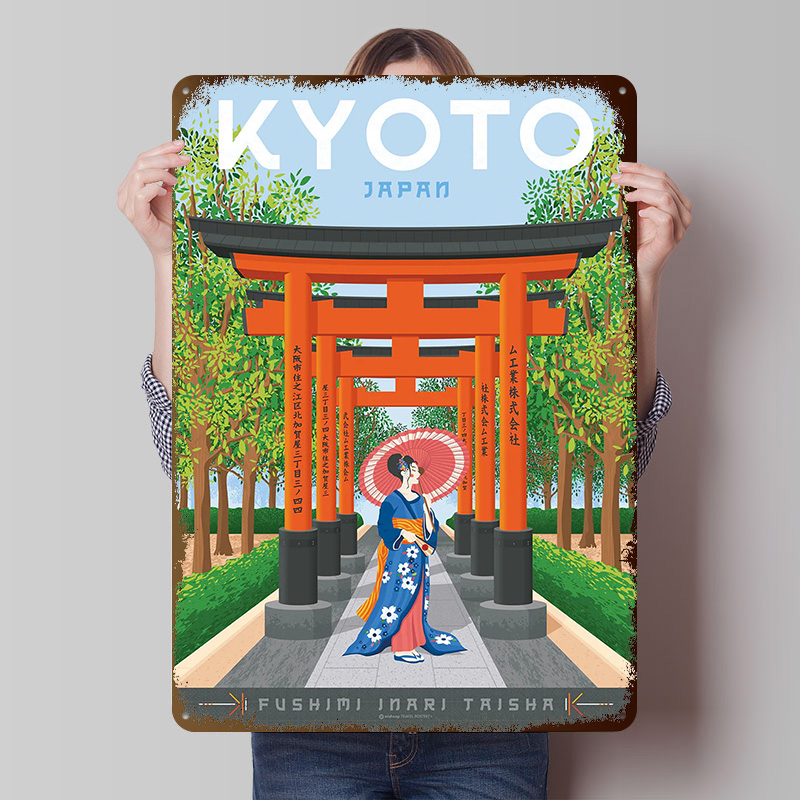 Retro Gaming Kyoto - Placa de Metal Vintage Personalizada com