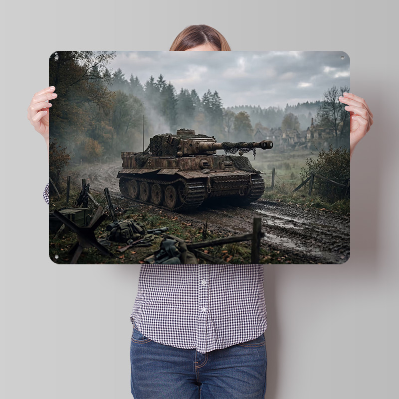 Retro Poster Gaming - Pôster Texturizado 3D de Tanque Tigre