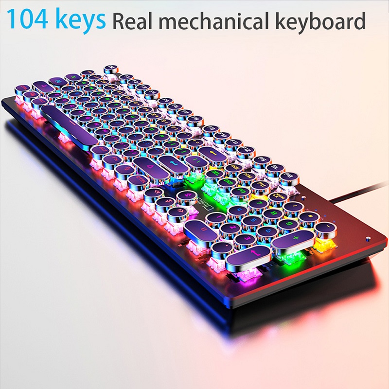 Retro Gaming Realm - Retro punk teclado mecânico azul preto