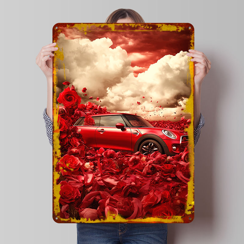 Retro Gaming Uk - Pôster Impresso de Carro Cooper Vermelho