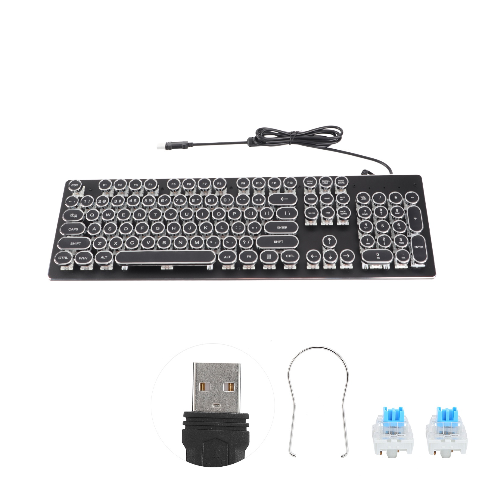 Retro Gaming Uk - Teclado Mecânico Retro com Fio para