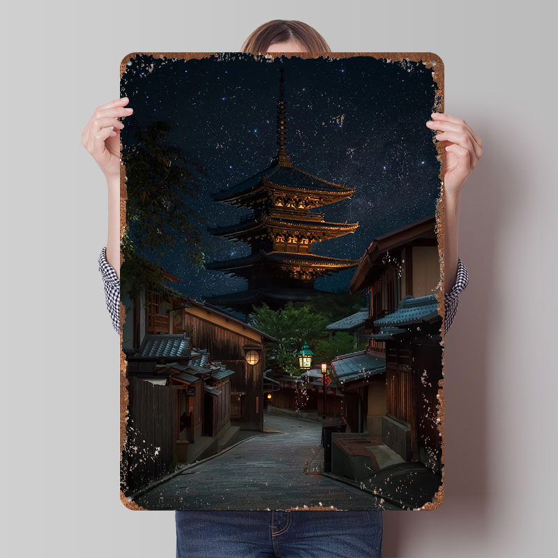 Retro Gaming Kyoto - Pôster de Metal Personalizado Kyoto Night,