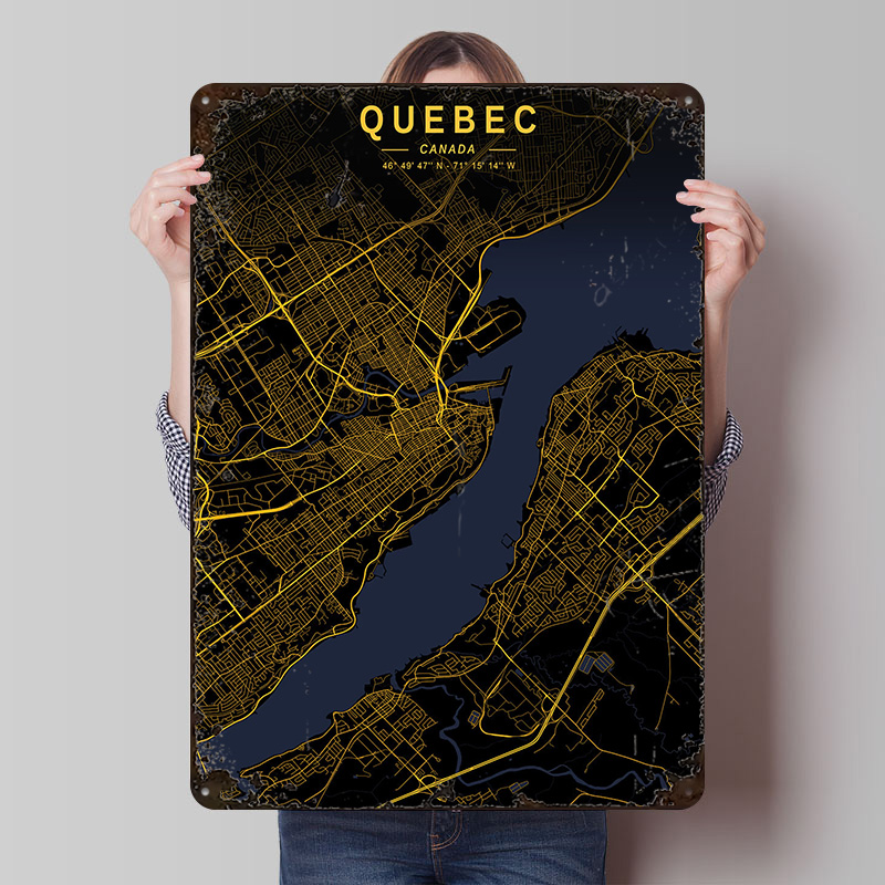 Retro Gaming Quebec - Placa de Metal Vintage Personalizada com