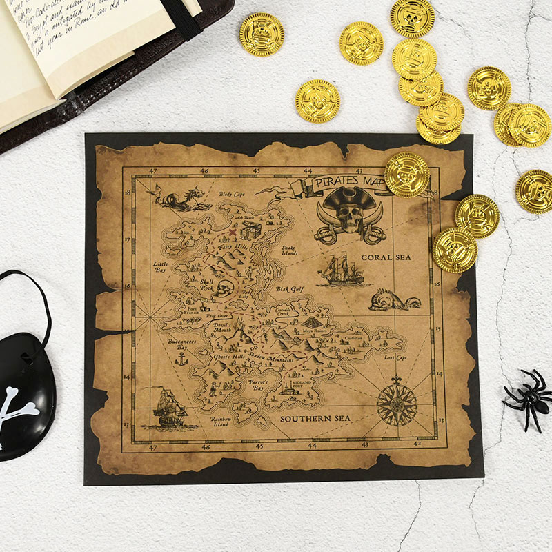 Retro Poster Gaming - Mapa de Caça ao Tesouro Aventura