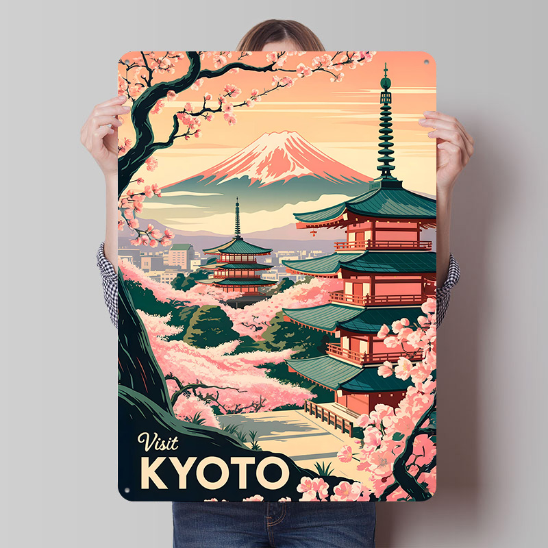 Retro Gaming Kyoto - Visite Quioto: Pôster Metálico de Paisagem