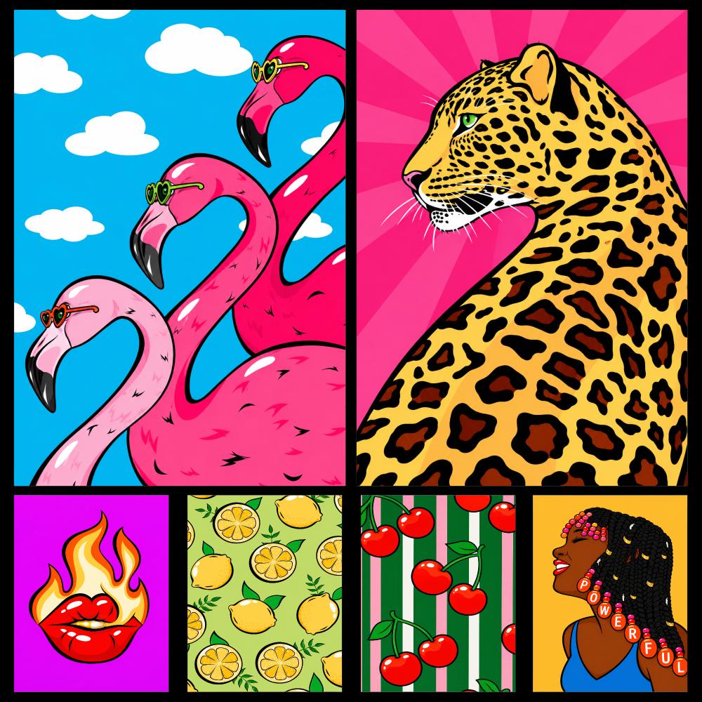 Retro Poster Gaming - Pôster colorido retrô pop art tropical