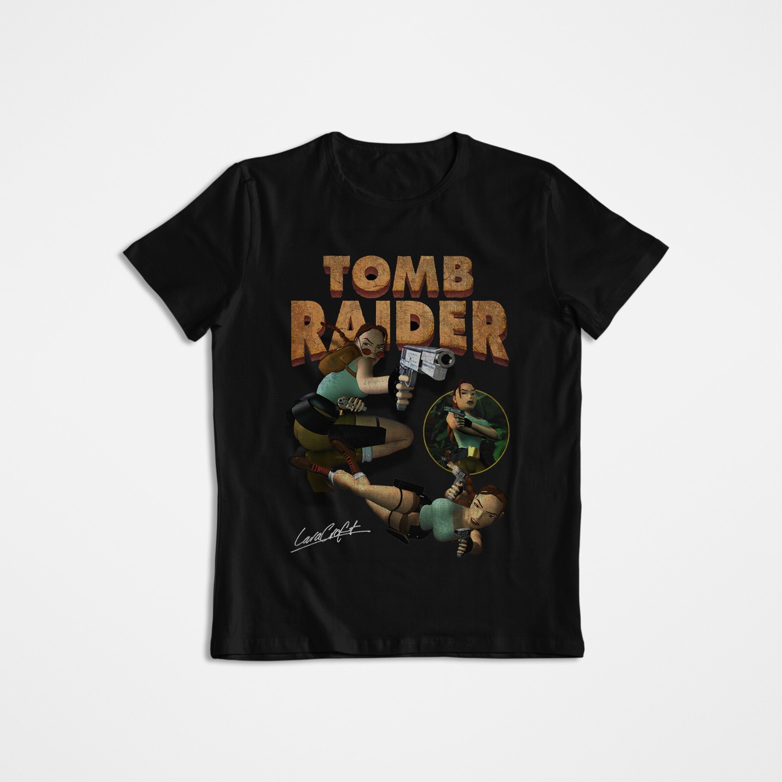 Retro Gaming Shirt - Tomb Raider, Lara Croft, camiseta gráfica,