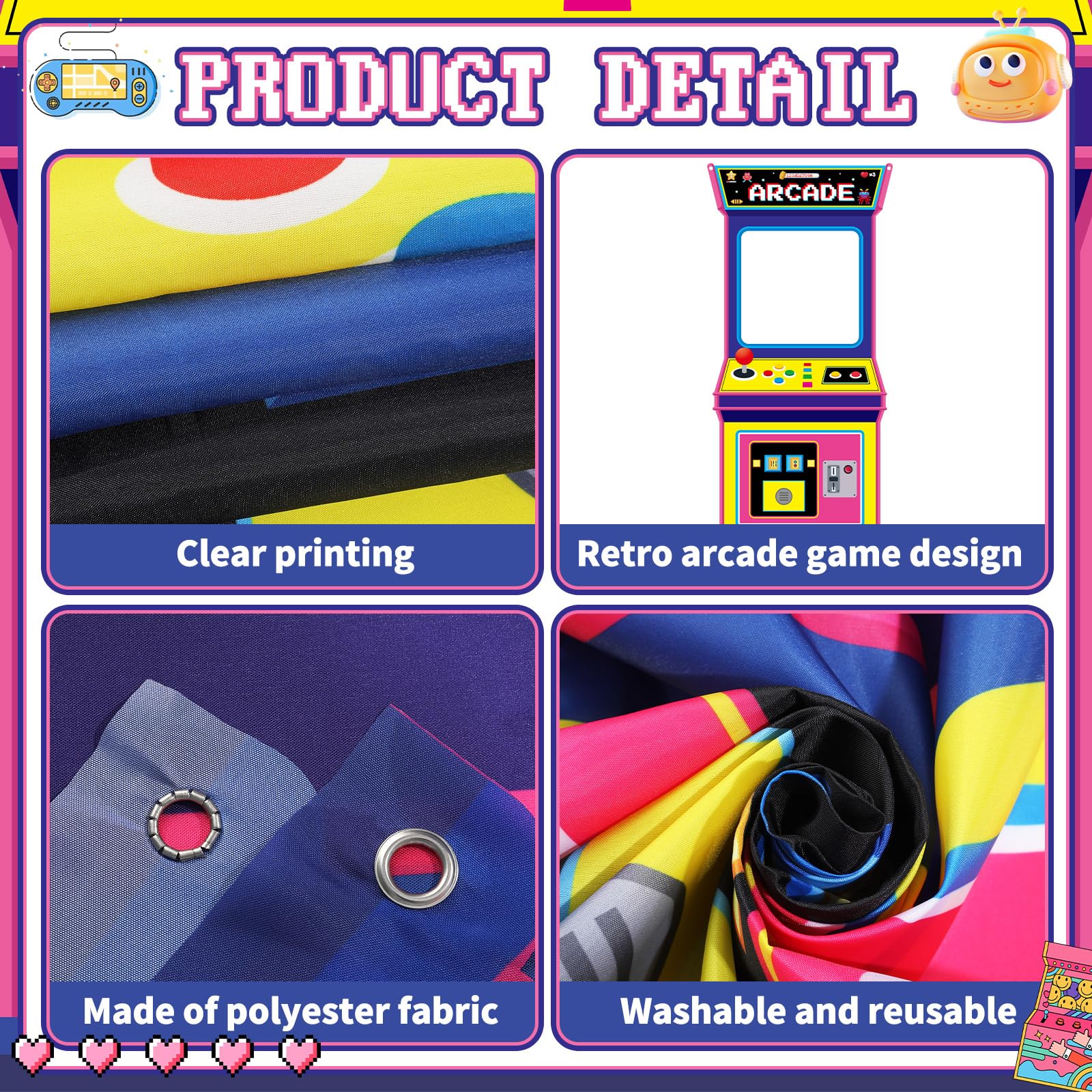 Fundo Fotográfico de Tecido co - Gaming Retro Arcade avaliação e preço